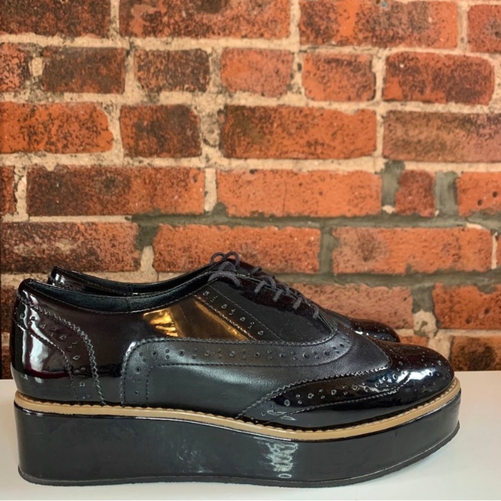 ASOS SHINY BLACK PLATFORM  BROGUE OXFORD